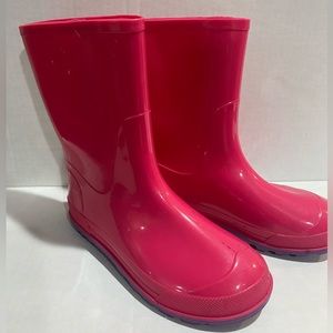 Girls bright pink rain boots with purple sole size 13-1